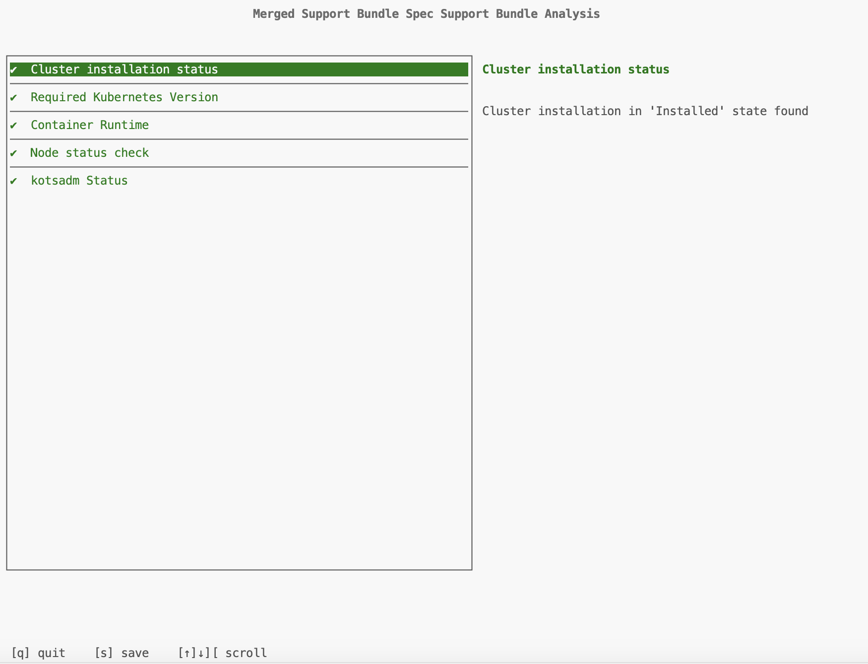 Terminal interface showing different types of data that can be added to the support bundle.